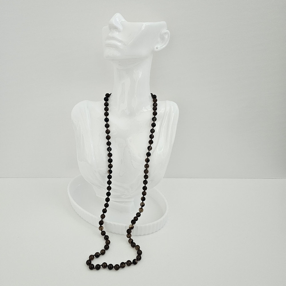 Vintage Smoky Espresso Beaded Opera Length Necklace